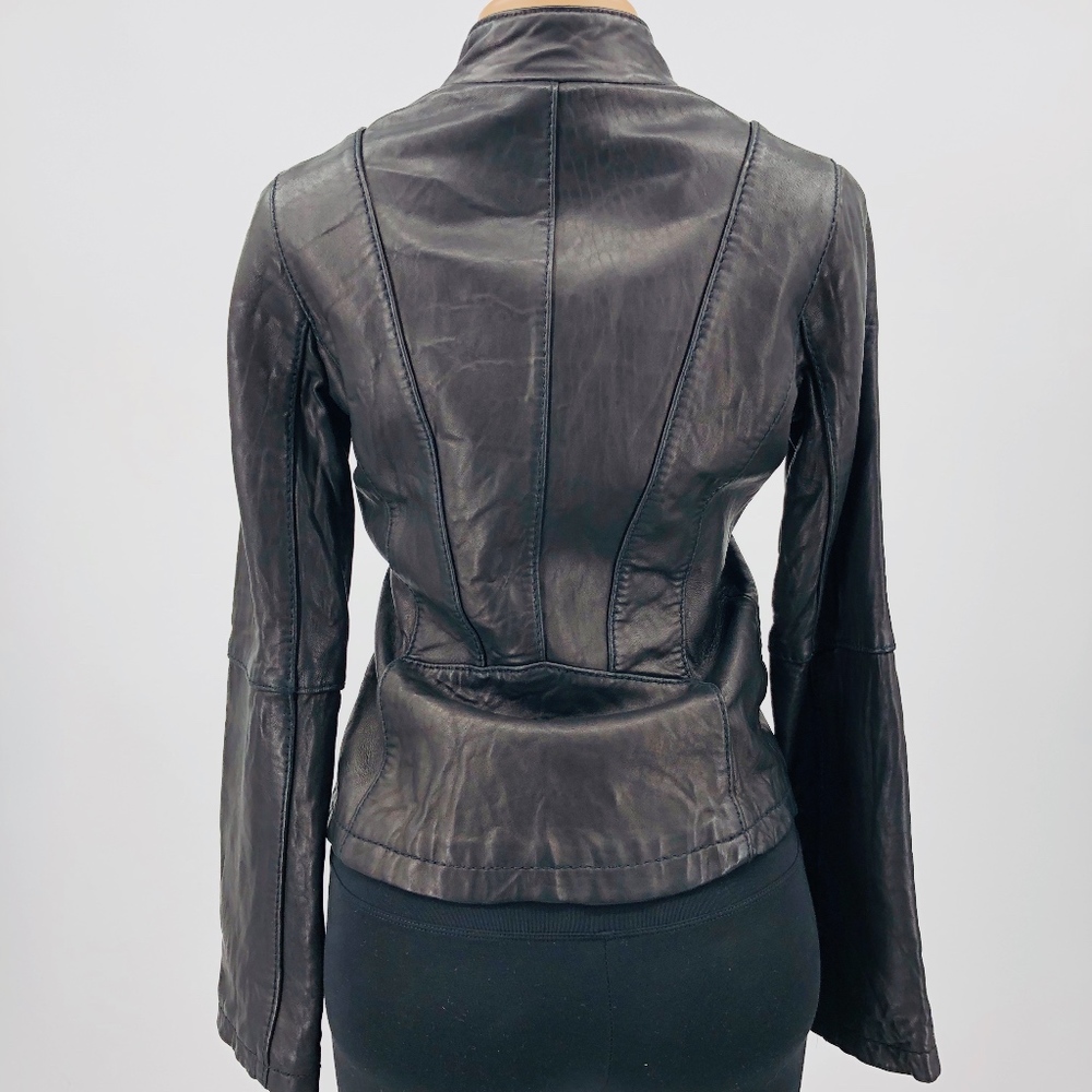 Michael Kors Leather Zip Motor Biker Jacket - Picture 4 of 8